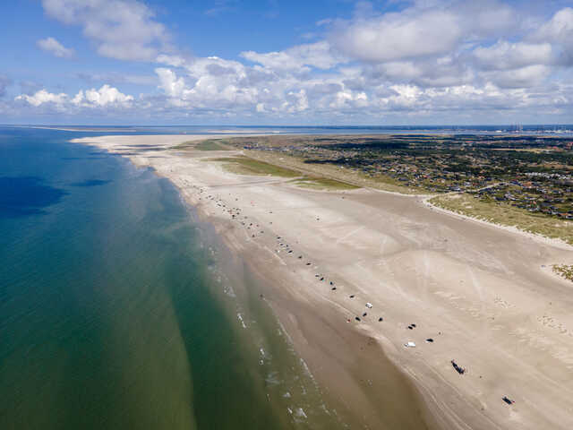 Aerial view of Rindby Strand beach on Fanø