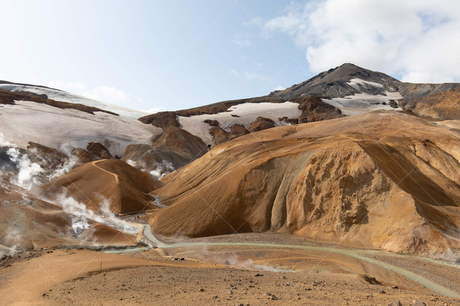 Kerlingarfjoll geothermal mountains with snow patches in Iceland