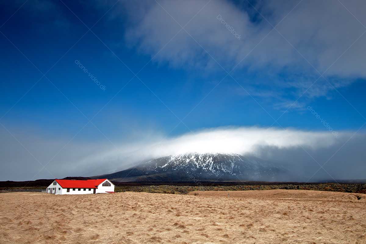 Red-roofed house in Snæfellsbær Iceland